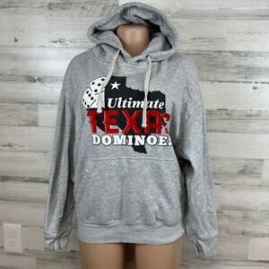 Vintage Unisex Texas Dominoes Pullover Hoodie Size Large *STAINED SEE PICS